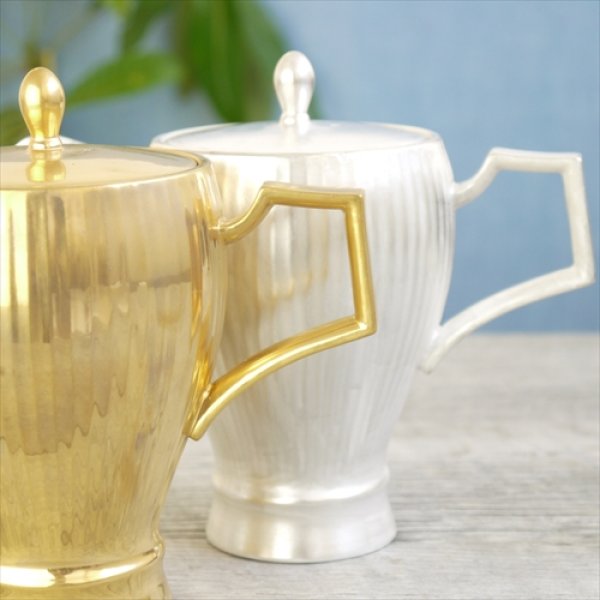 画像10: 有田焼/伊万里陶芸/WA・SA・BI 和茶美-しのぎティーポット/銀/Φ8.5X17X14.5 (10)