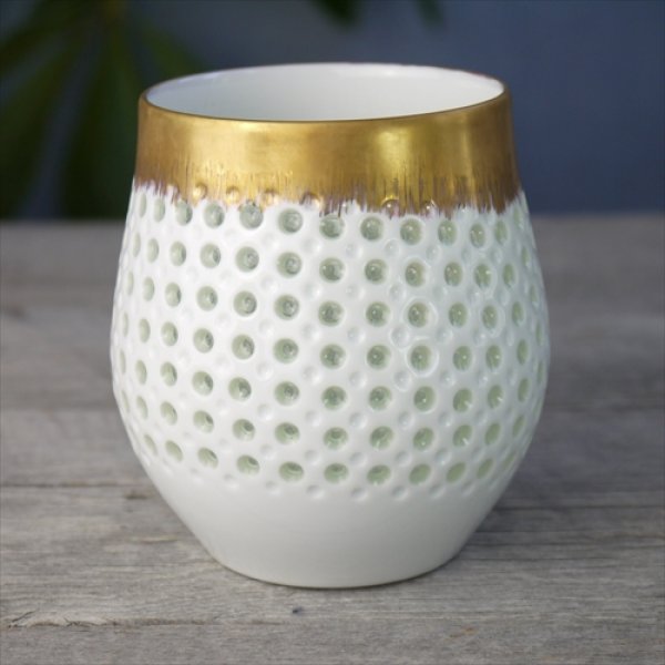 画像2: 有田焼/伊万里陶芸/WA・SA・BI 和茶美-波ワインタンブラー/金/Φ9.6X10.2 (2)