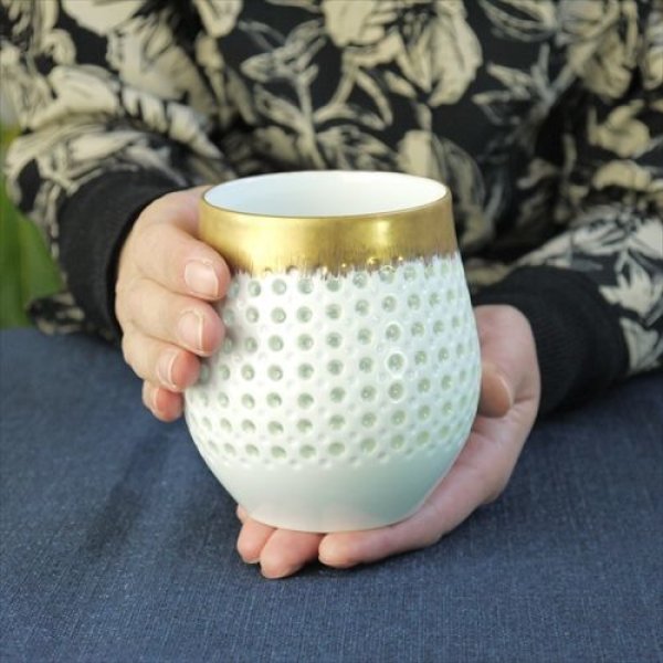 画像12: 有田焼/伊万里陶芸/WA・SA・BI 和茶美-波ワインタンブラー/金/Φ9.6X10.2 (12)