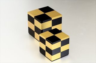 山中漆器/北市漆器店/kazeya-style/市松GOLD4.0三段重(朱)/12.0