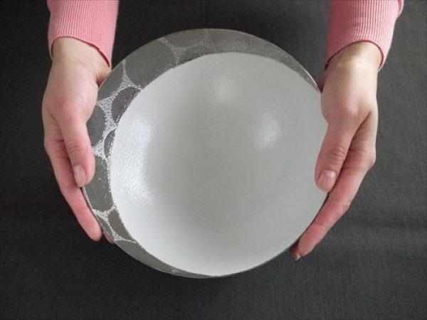 画像6: 清水焼(京焼)/小川宣之/LUCEAT/ボウル(特大)/黒×銀 市松紋 (6)