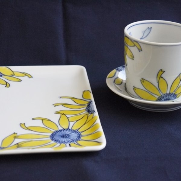 画像5: 有田焼/惣次郎窯/向日葵プレート 7寸/一辺21cm (5)