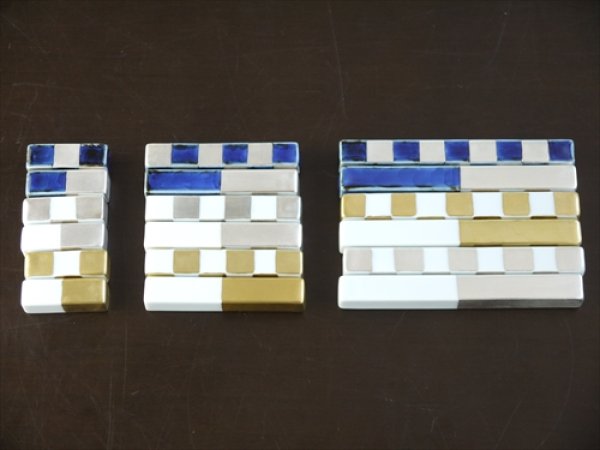 画像12: 有田焼/福珠窯/カトラリーレスト（小）/白磁金彩市松/3.6cm (12)