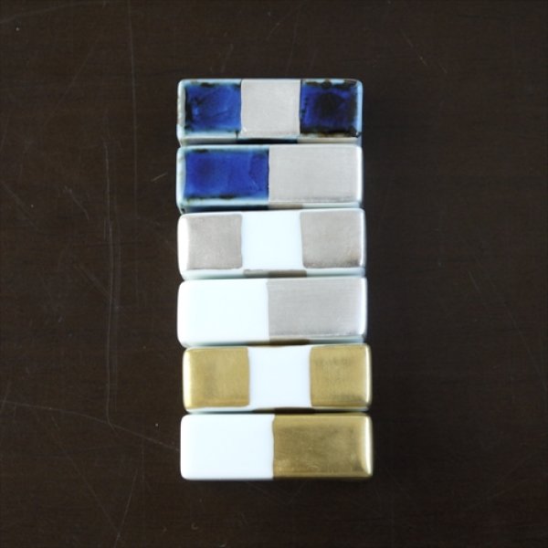 画像6: 有田焼/福珠窯/カトラリーレスト（小）/白磁金彩市松/3.6cm (6)