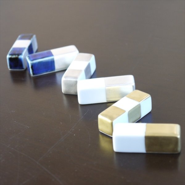 画像7: 有田焼/福珠窯/カトラリーレスト（小）/白磁金彩市松/3.6cm (7)