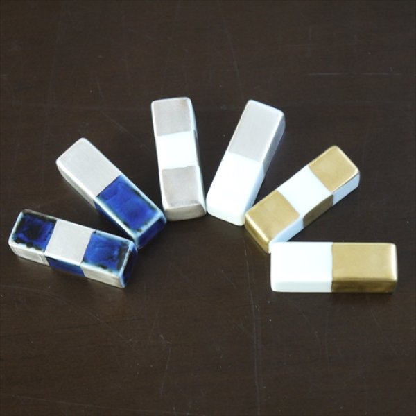 画像9: 有田焼/福珠窯/カトラリーレスト（小）/白磁金彩市松/3.6cm (9)