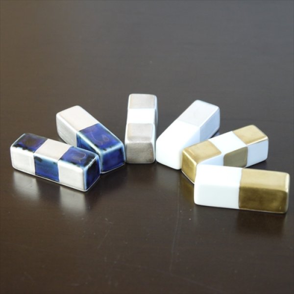 画像10: 有田焼/福珠窯/カトラリーレスト（小）/白磁金彩市松/3.6cm (10)