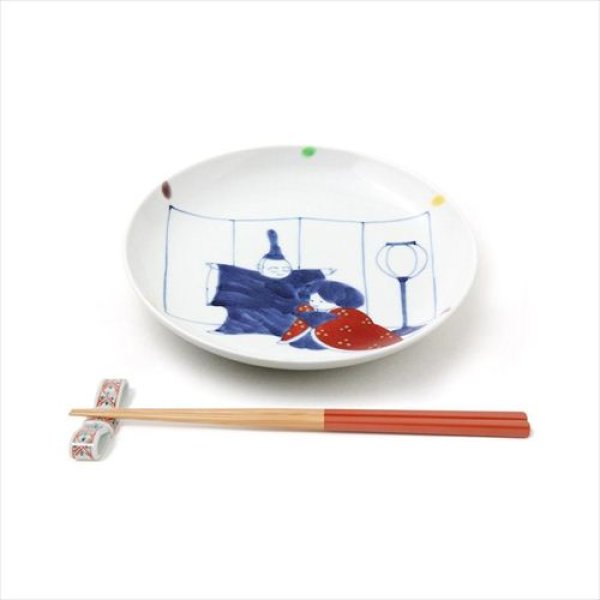 画像3: 有田焼/福珠窯/名入れ子供食器/染錦ひなまつり5.5寸丸皿Φ16.5cm (3)