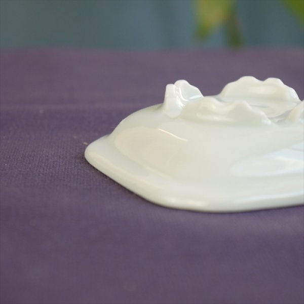 画像7: 有田焼/伯父山窯/濃桔梗四足小皿(小)/7.5×2.5 (7)