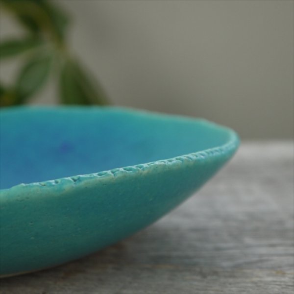 画像3: 岡田陶工房/信楽焼/ビスケットシリーズ/三角/ターコイズ/24.5X24.5 (3)