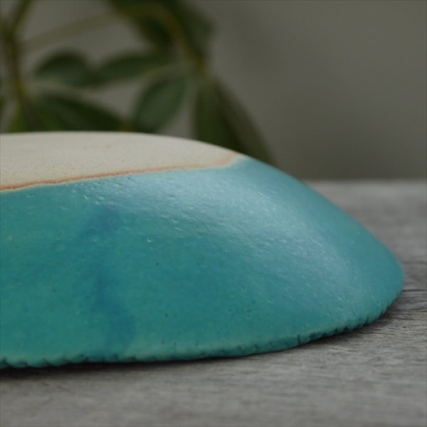 画像7: 岡田陶工房/信楽焼/ビスケットシリーズ/三角/ターコイズ/24.5X24.5 (7)