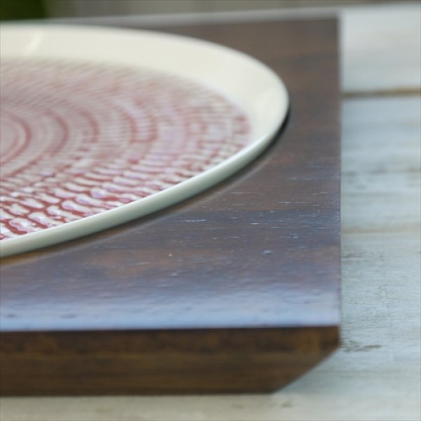 画像6: 波佐見焼/一真窯/木台（茶）付プレート・26cm丸プレートセット/【3色】/プレートΦ26.0 X H1.5 / 木台Φ29.5 X H2.3 (6)