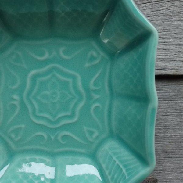 画像5: 京焼/黒川正樹/蒼釉角豆皿/縦9.5　横10 X H2.5 (5)