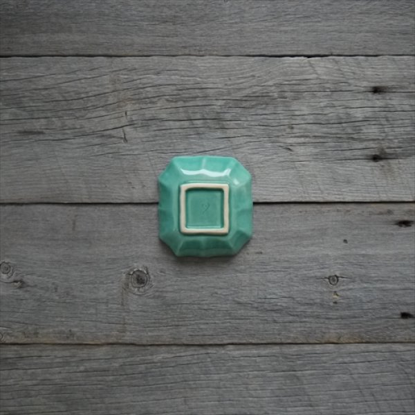 画像6: 京焼/黒川正樹/蒼釉角豆皿/縦9.5　横10 X H2.5 (6)