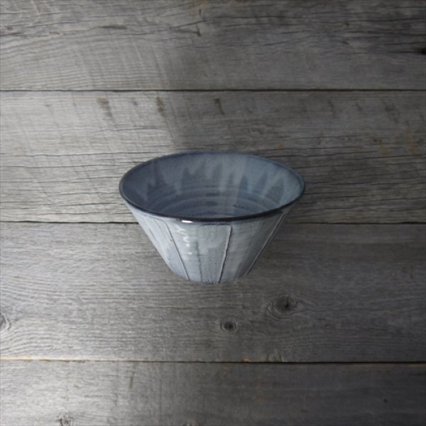 画像3: 萩焼/松光山栄光/青釉　しのぎ丼/Φ16.8 X H9.1cm (3)