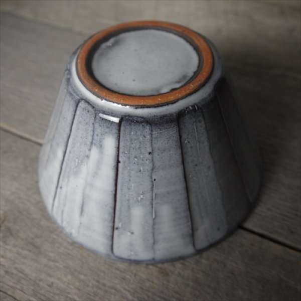 画像5: 萩焼/松光山栄光/青釉　しのぎ丼/Φ16.8 X H9.1cm (5)