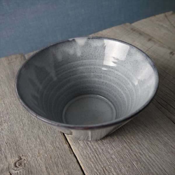 画像6: 萩焼/松光山栄光/青釉　しのぎ丼/Φ16.8 X H9.1cm (6)