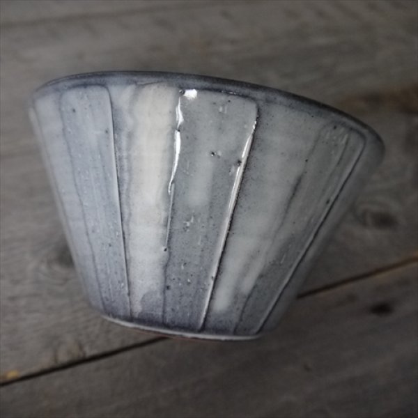 画像8: 萩焼/松光山栄光/青釉　しのぎ丼/Φ16.8 X H9.1cm (8)