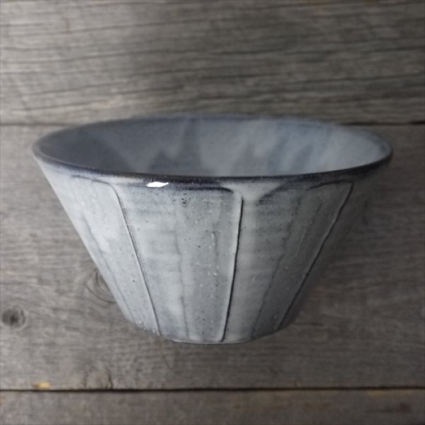 画像10: 萩焼/松光山栄光/青釉　しのぎ丼/Φ16.8 X H9.1cm (10)