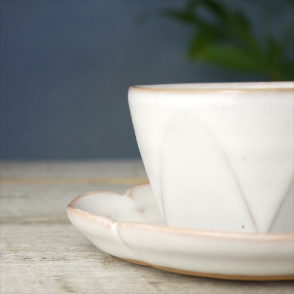 画像4: 萩焼/松光山栄光/白釉/面取碗皿/Φ9.8 X H6.4 (4)