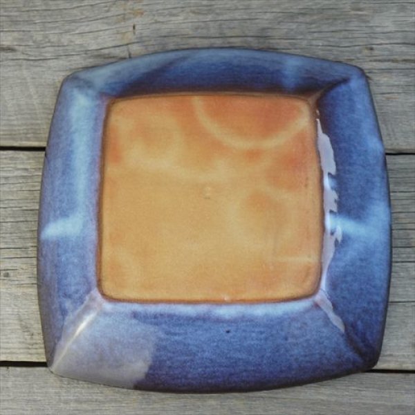 画像5: 萩焼/松光山栄光/青萩釉/しのぎ角鉢/24x24 X H4.5 (5)