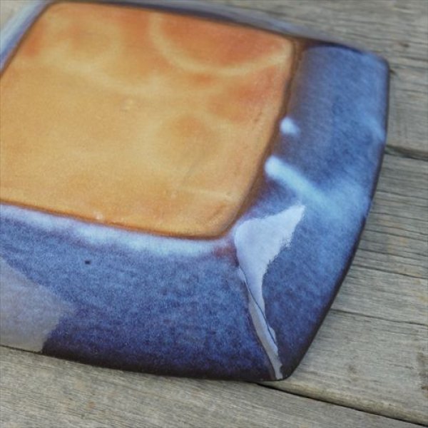 画像6: 萩焼/松光山栄光/青萩釉/しのぎ角鉢/24x24 X H4.5 (6)