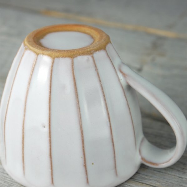 画像6: 萩焼/松光山栄光/白釉/面取マグカップ/Φ9 X H7.7 (6)