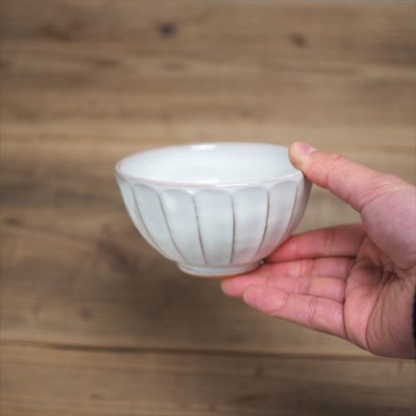 画像3: 萩焼/松光山栄光/白釉 面取飯碗/Φ11.7XH6.6 (3)