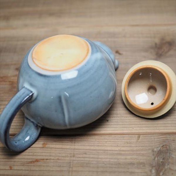 画像5: 萩焼/松光山栄光/青釉 ポット/Φ11.7XH8.2 (5)