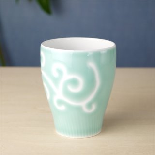 伊万里焼/青山窯/かけわけ yururiカップソーサー付き/外青/Φ9 X