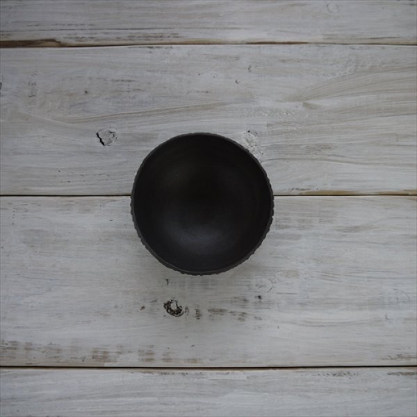 画像2: 増渕明/網目ボウル（中）/ブラック/Φ11 X H5 (2)