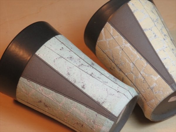 画像2: 笠間焼/山王窯/菊地弘/彩泥瓷/ビアカップ/2カラー/Φ8.5 X H11.8 (2)