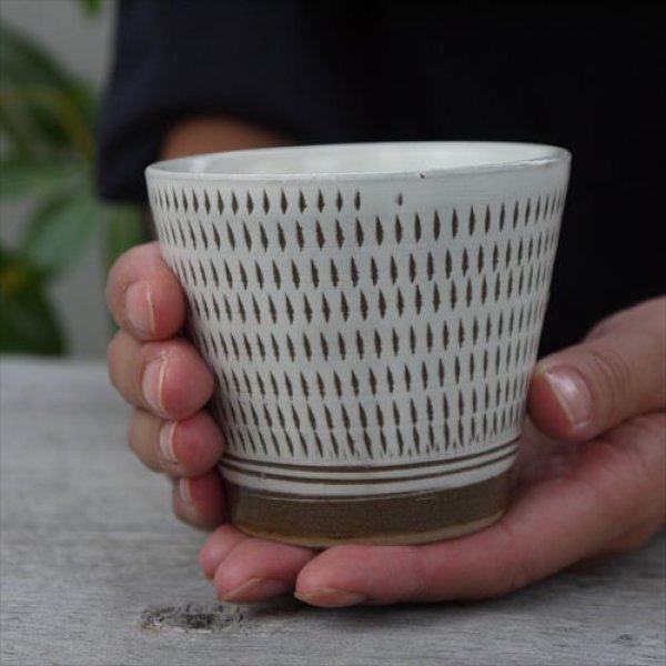 画像11: 小石原焼/カネハ窯/蕎麦猪口（大）飛鉋飛び鉋/Φ9 (11)