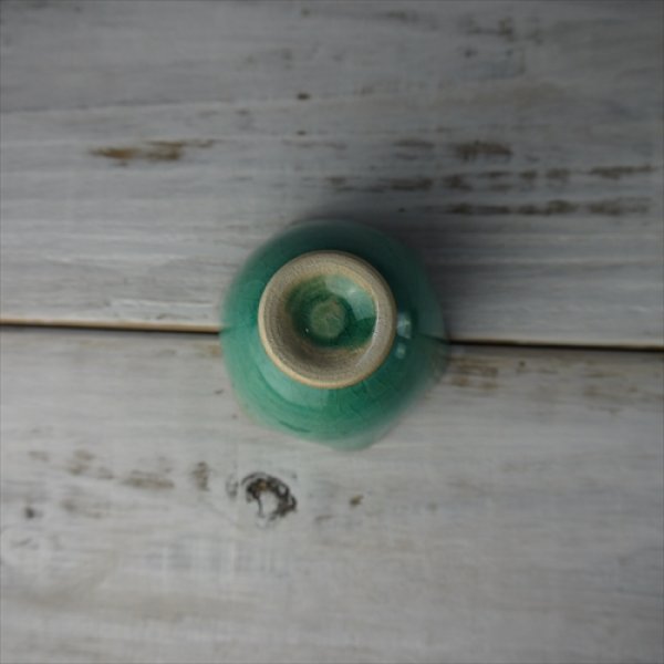 画像6: 瀬戸焼/柳本美帆/碧釉　輪花高台杯　（花びら6タイプ）/ブルー/Φ7 (6)