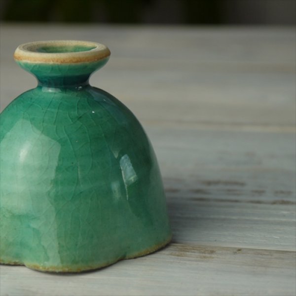 画像7: 瀬戸焼/柳本美帆/碧釉　輪花高台杯　（花びら6タイプ）/ブルー/Φ7 (7)