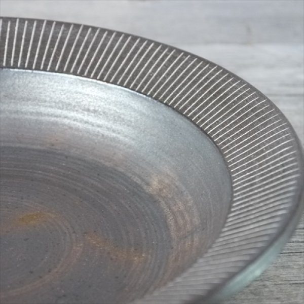 画像5: 堀有一郎/白線象嵌鉢L/黒/白ストライプ/Φ24XH5.5 (5)