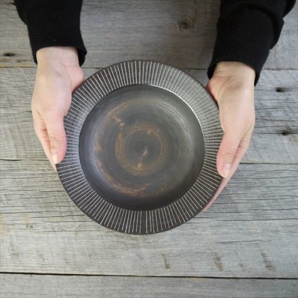 画像14: 堀有一郎/白線象嵌鉢M/黒/白ストライプ/Φ20.5XH5 (14)