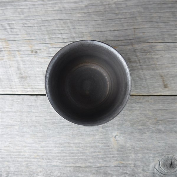 画像2: 堀有一郎/白線象嵌蕎麦猪口/黒/白ストライプ/Φ9XH5.7 (2)