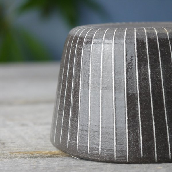 画像8: 堀有一郎/白線象嵌蕎麦猪口/黒/白ストライプ/Φ9XH5.7 (8)