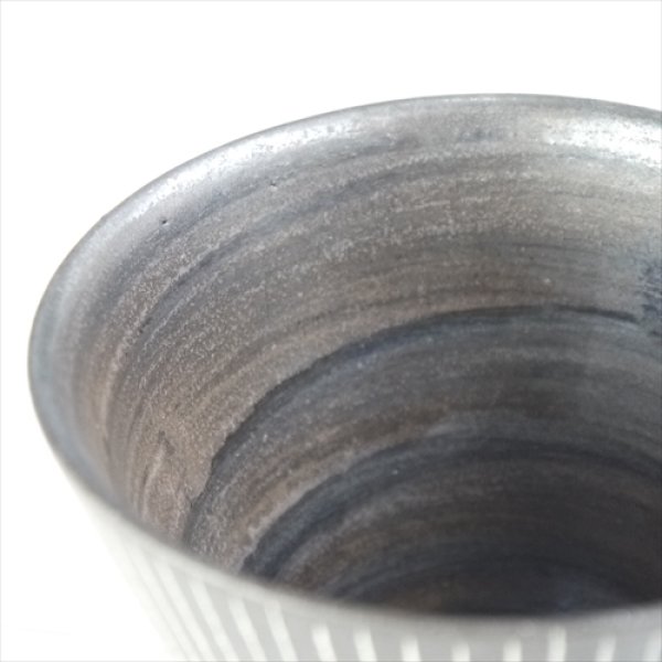 画像5: 堀有一郎/白線象嵌カップL-I/黒/白ストライプ/Φ10.5 X H10 (5)