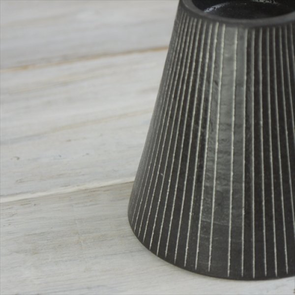 画像8: 堀有一郎/白線象嵌カップL-I/黒/白ストライプ/Φ10.5 X H10 (8)