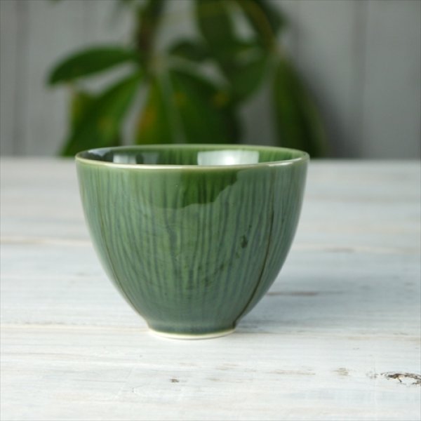 画像1: miyama/crease（クリース）　煎茶碗/oribe green/ (1)