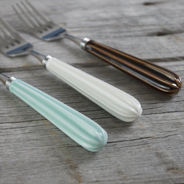 画像3: 有田焼/フラッグス/文翔窯/ディナーフォーク/しましま/21cm (3)