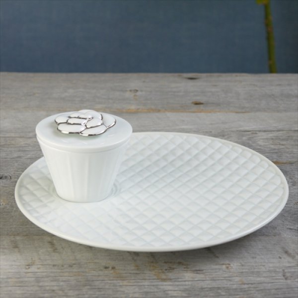 画像6: 波佐見焼/丹心窯/白磁 キルティングプレート/Φ23.7 X H2.4 (6)