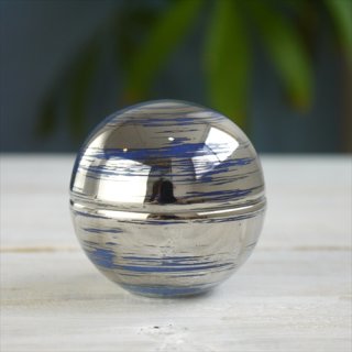 有田焼/李荘窯/珠型三段重/マンガン釉銀彩/Φ16 X H15.5cm