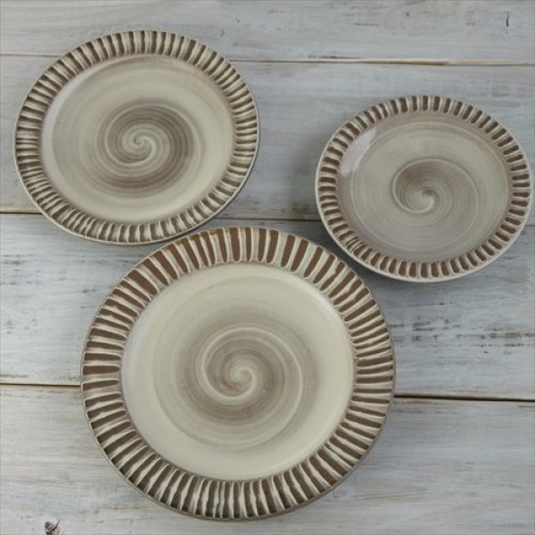 画像11: 小石原焼/やまさん柳瀬窯/リム付平皿/刷毛目/Φ23 X H2.7cm (11)