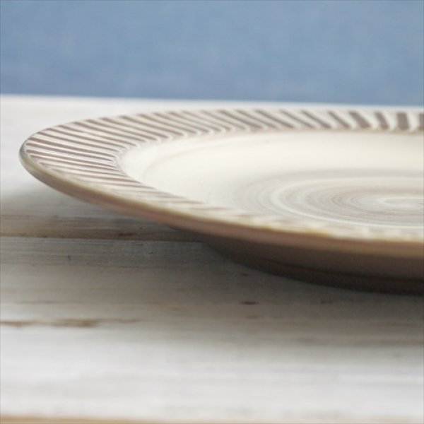 画像3: 小石原焼/やまさん柳瀬窯/リム付平皿/刷毛目/Φ23 X H2.7cm (3)