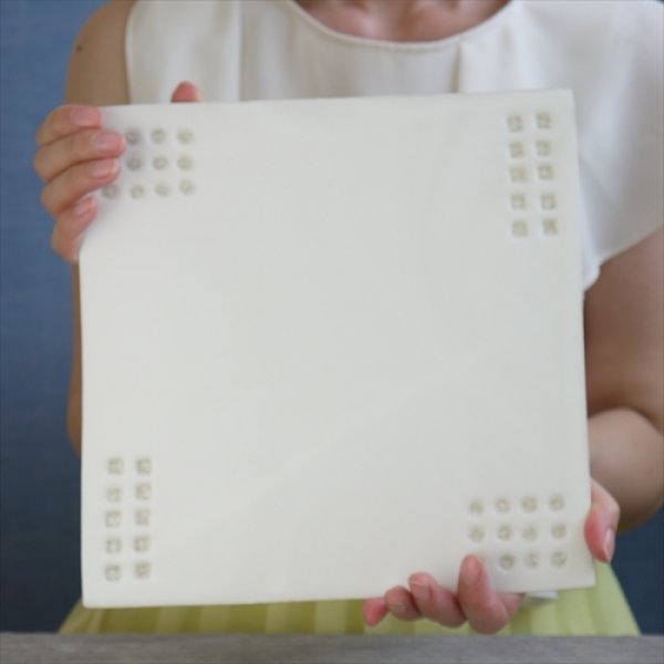 画像14: 信楽焼/むかで窯/鳥嶋一義/陶板（大） D1/白/25×25 (14)