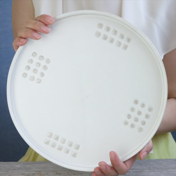 画像13: 信楽焼/むかで窯/鳥嶋一義/丸皿（大） D5/白/Φ27 (13)