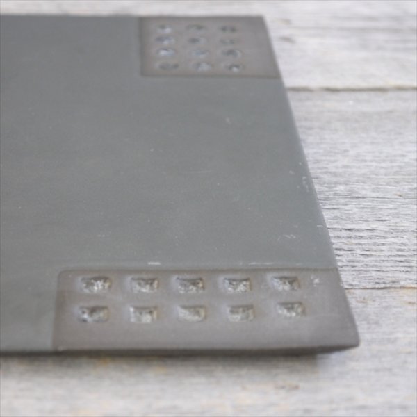 画像2: 信楽焼/むかで窯/鳥嶋一義/新陶板 H1/黒/25×25 (2)